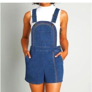 ModCloth Over The Rainbow Denim Shortalls Size 0